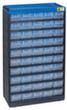 Allit extra stabiele magazijnkast VarioPlus Pro 53/100, 50 lade(n), zwart/blauw/doorschijnend wit