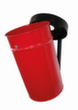 Zelfblussende afvalbak FIRE EX voor wandbevestiging, 60 l, rood, bovendeel zwart