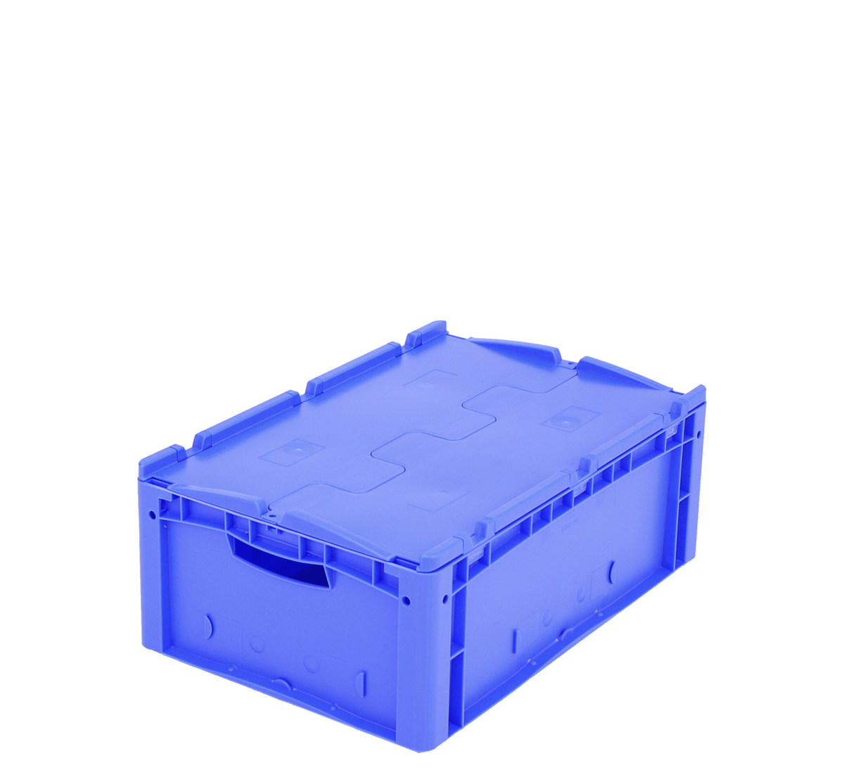Euronorm-stapelbakken, blauw, inhoud 43 l, Tweedelig scharnierdeksel