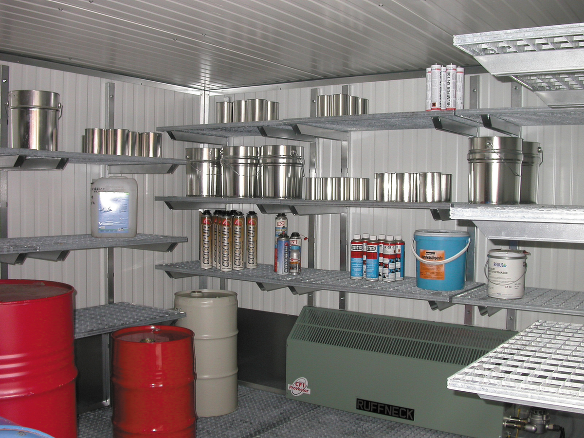 Roosterstelling voor containers voor gevaarlijke stoffen, breedte x diepte 2600 x 500 mm  ZOOM