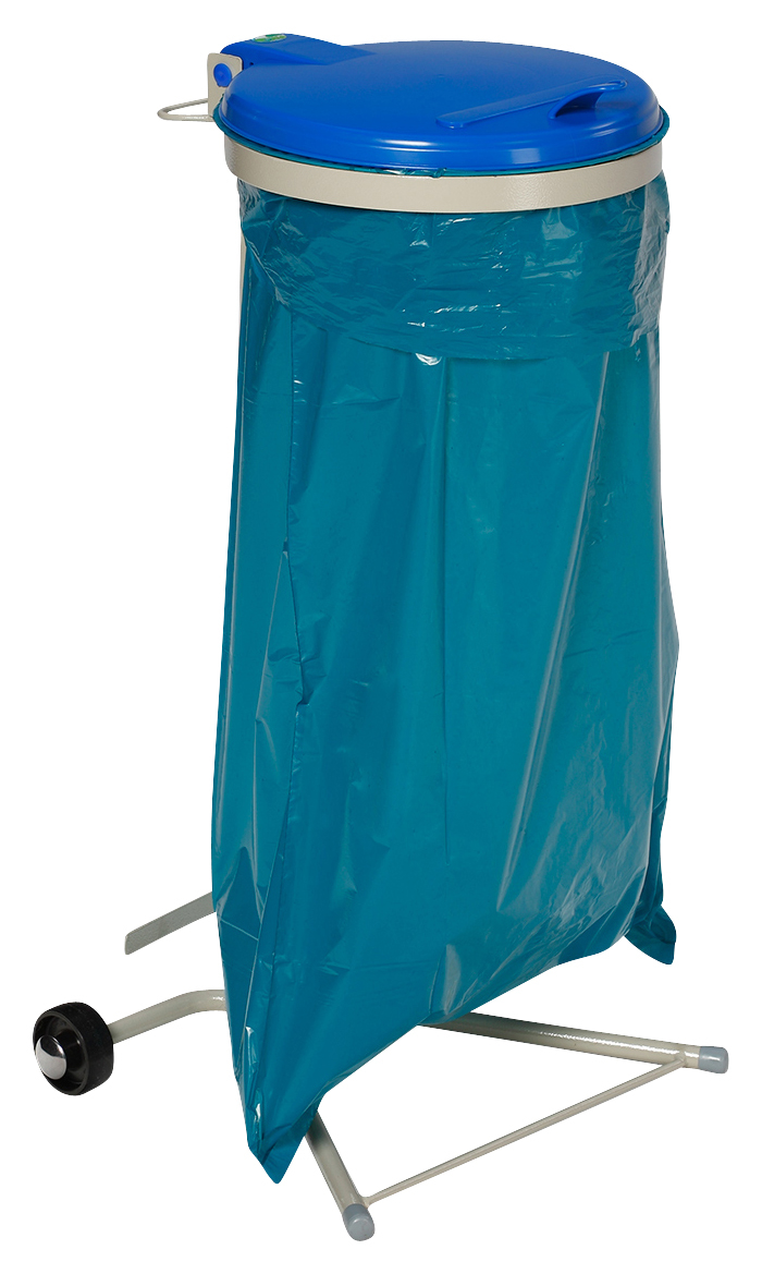 VAR Mobiele vuilniszakstandaard, voor 120-liter-zakken, kiezelgrijs, deksel blauw  ZOOM