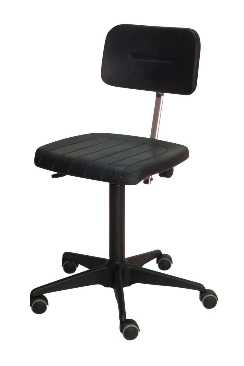 ESD-werkstoel, zitting PU-schuim met stalen inzetelement zwart, met rollen  ZOOM