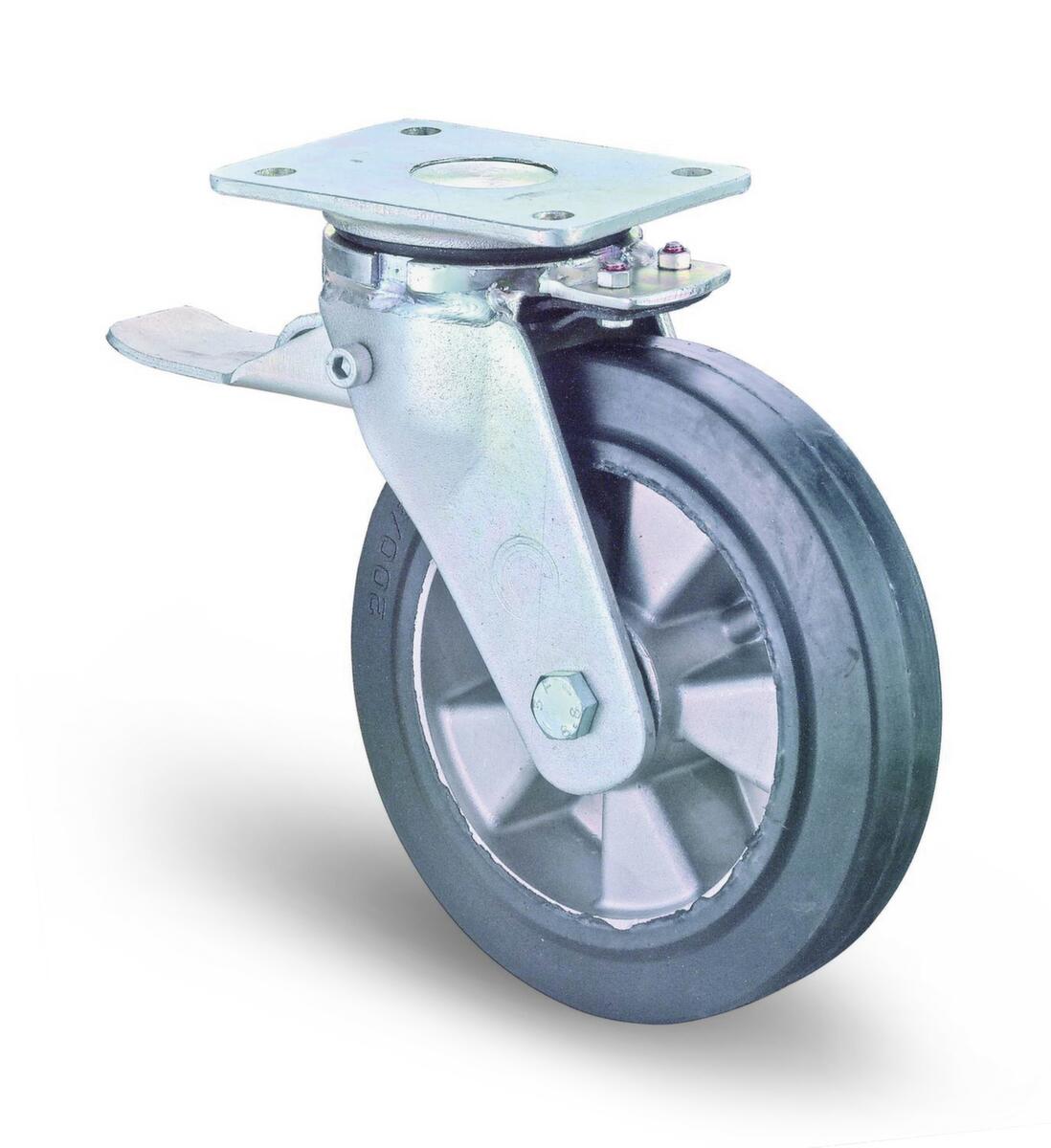 BS-ROLLEN Elastisch massief rubber wiel voor zwaar gebruik, draagvermogen 200 kg, elastiek banden  ZOOM