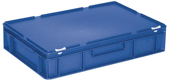 Euronom container met scharnierend deksel, blauw, HxLxB 135x600x400 mm