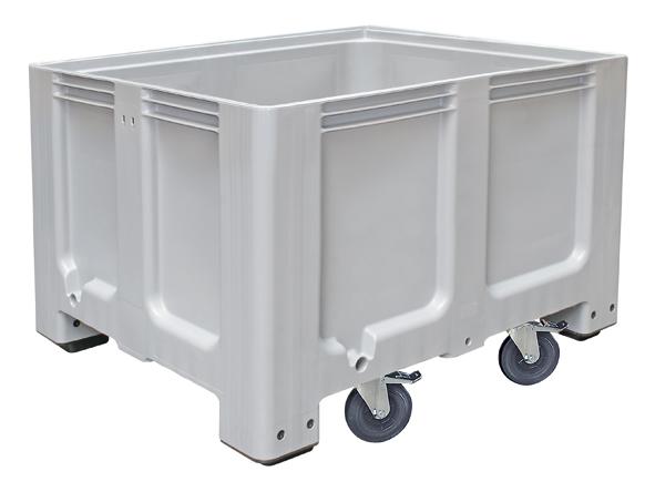 Grote container voor koelhuizen, inhoud 610 l, grijs, 4 zwenkwielen  ZOOM