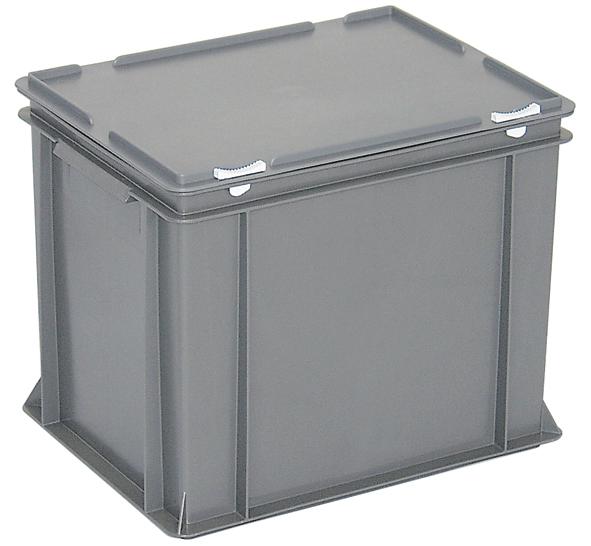 Euronom container met scharnierend deksel, grijs, HxLxB 335x400x300 mm