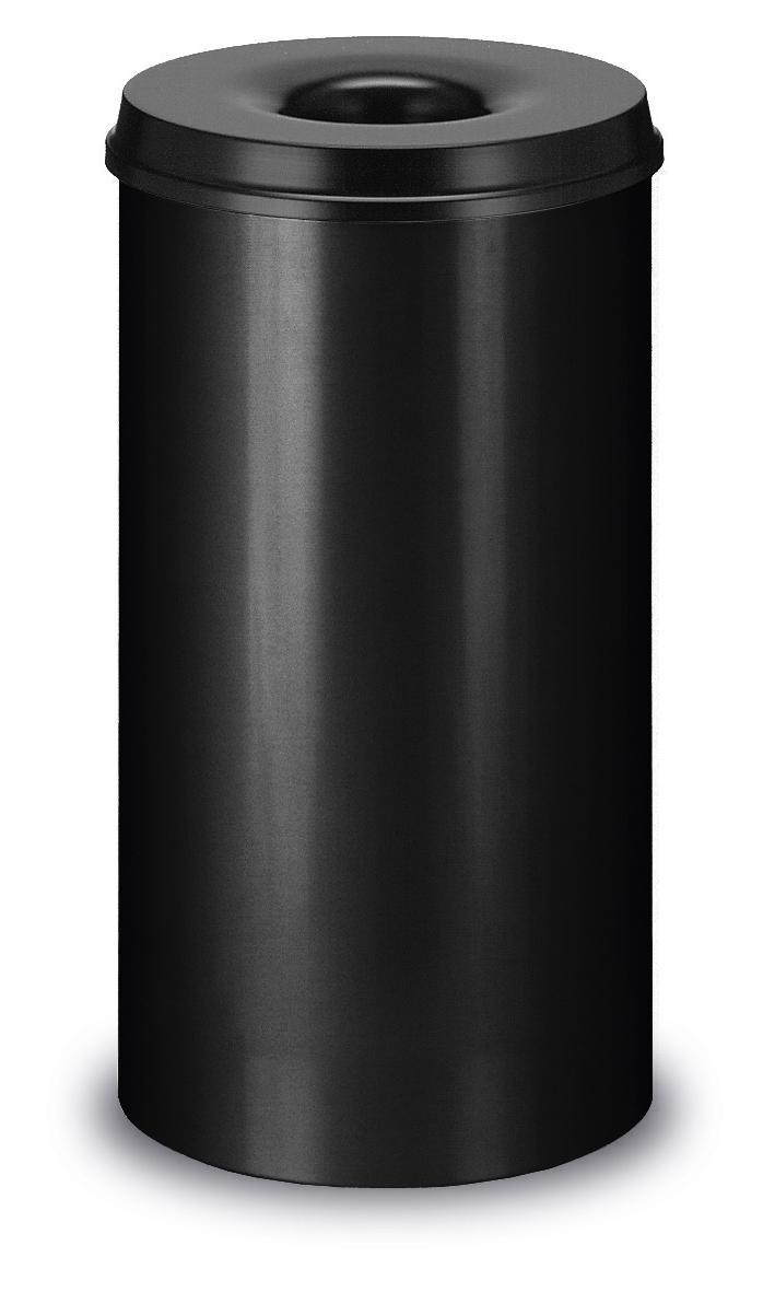 Vlamdovende prullenmand van staal, 50 l, zwart, bovendeel zwart  ZOOM