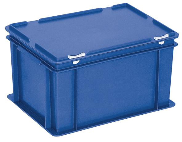 Euronom container met scharnierend deksel, blauw, HxLxB 235x400x300 mm