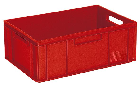 Euronorm stapelcontainers Basic met versterkte geribbelde bodem, rood, inhoud 43 l