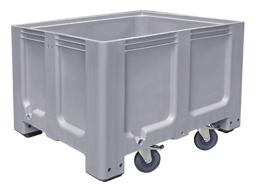 Grote container voor koelhuizen, inhoud 610 l, antraciet, 4 zwenkwielen  ZOOM