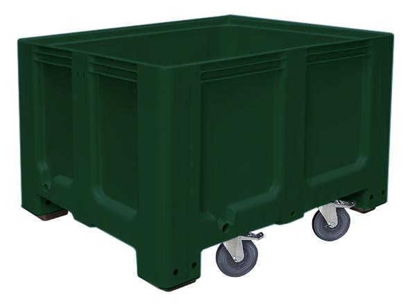 Grote container voor koelhuizen, inhoud 610 l, groen, 4 zwenkwielen  ZOOM