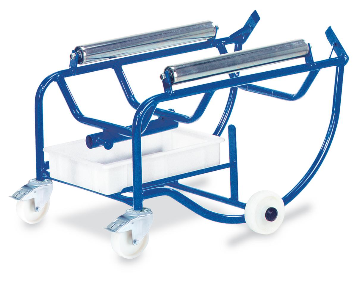 Rollcart Vatkantelstandaard met oliecarter 10 l en ondersteuning met rollen, voor 1 x 200 liter vat