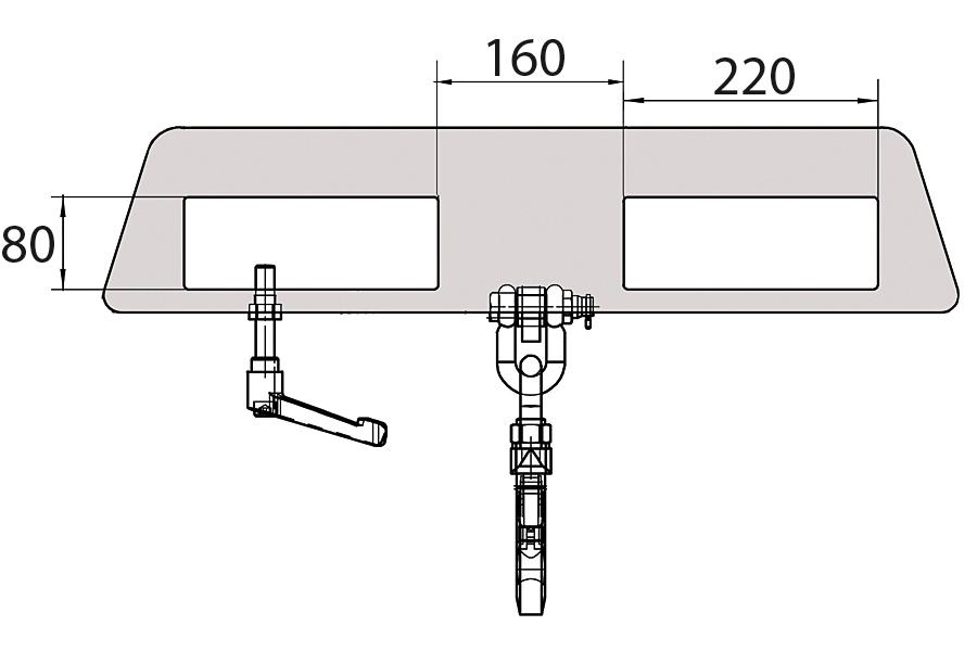 Bauer Lasthaak LH-II met 2 vorksloffen, draagvermogen 2500 kg, RAL2000 geeloranje  ZOOM