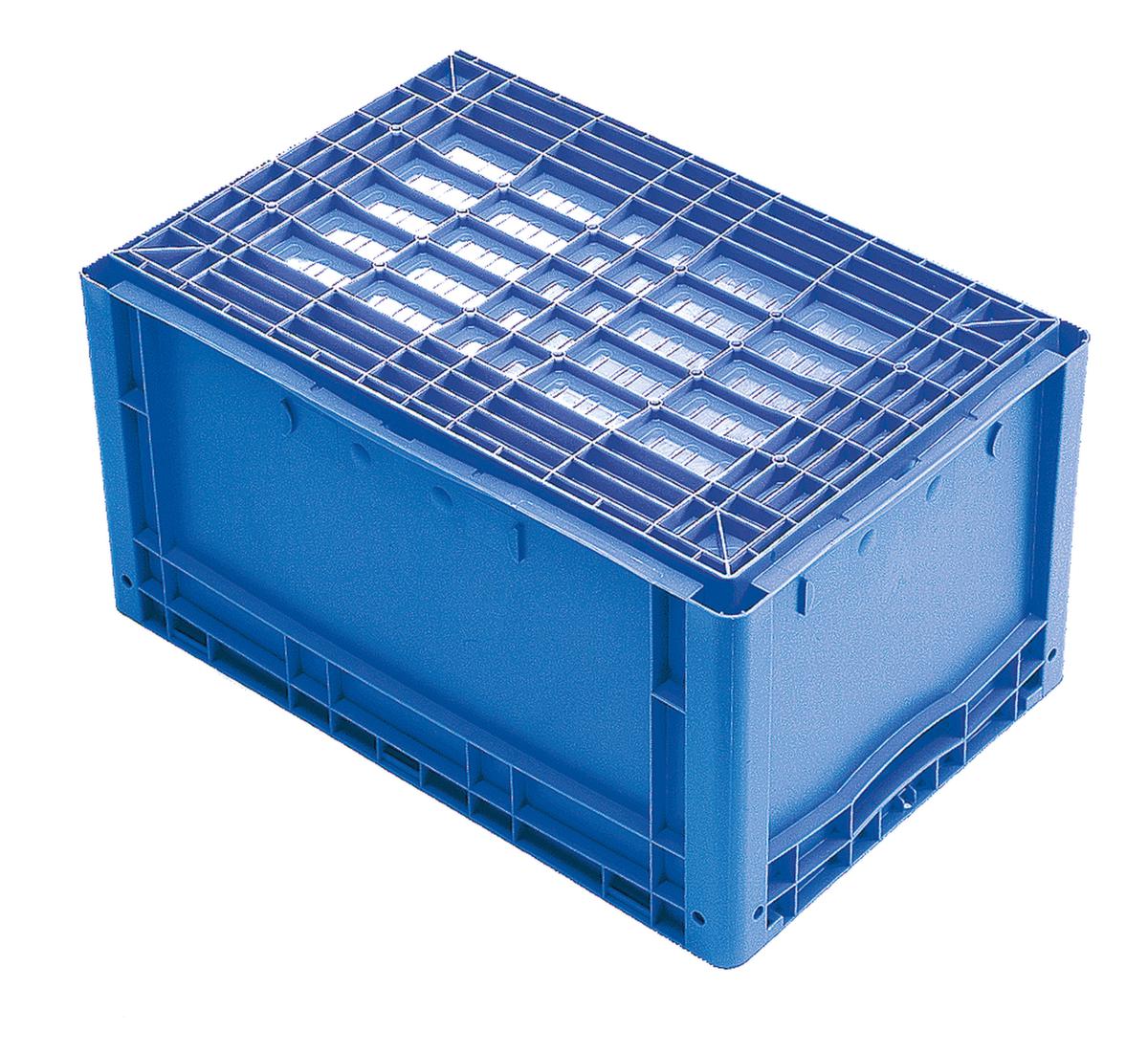 Euronorm stapelcontainers met geribbelde bodem, blauw, inhoud 49 l, Tweedelig scharnierdeksel  ZOOM