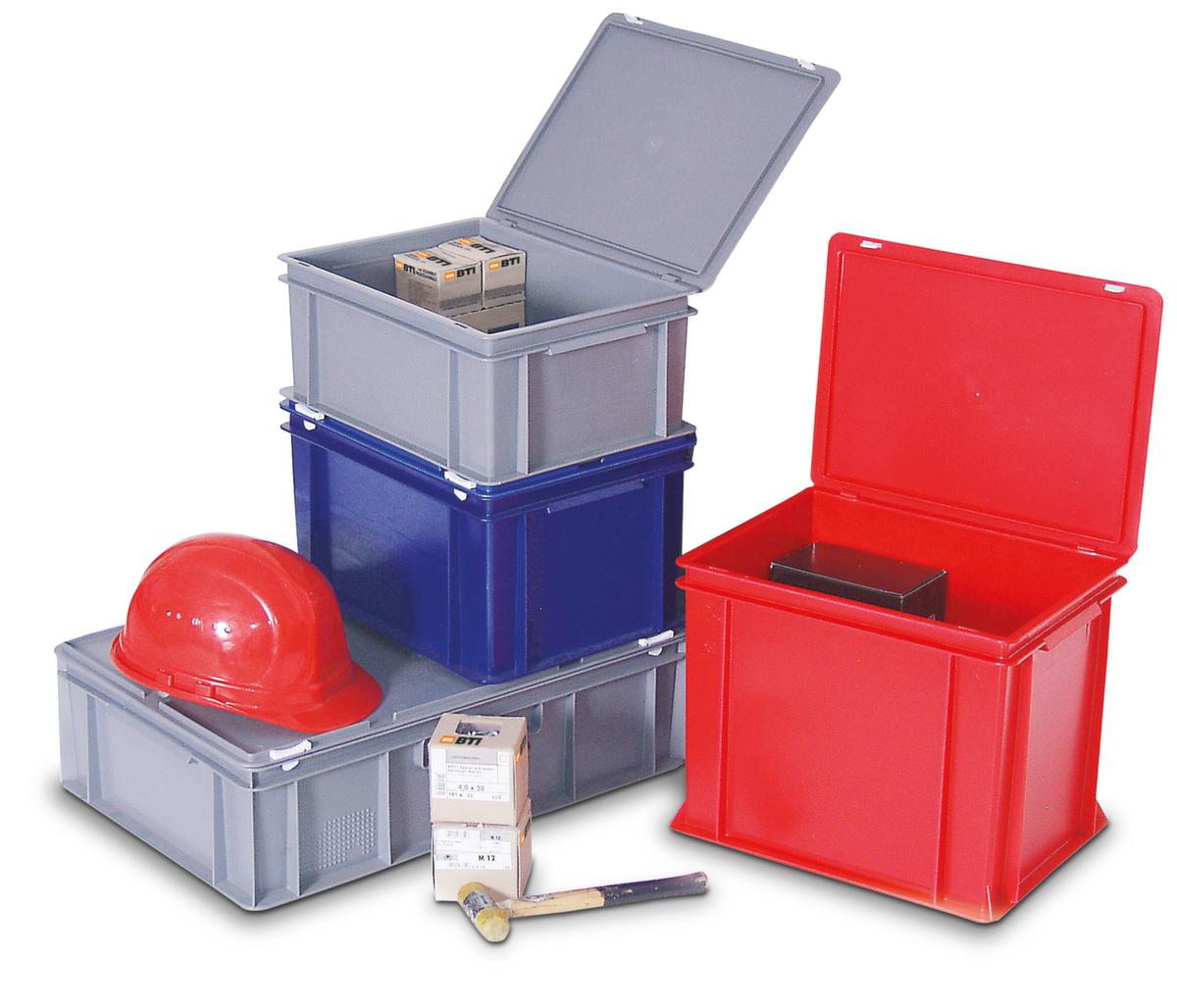 Euronom container met scharnierend deksel, rood, HxLxB 135x400x300 mm  ZOOM