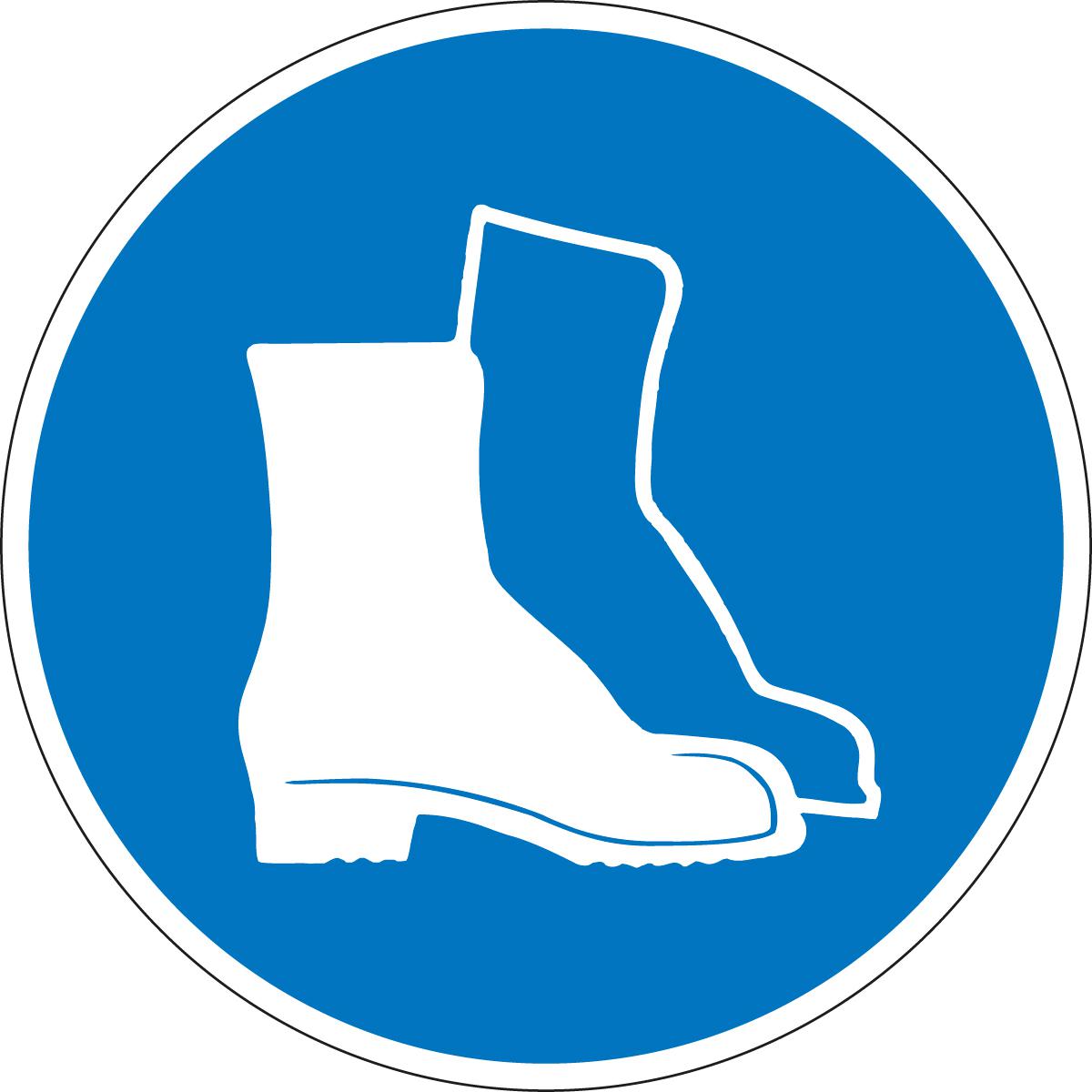 Gebodsbord voetbescherming verplicht, sticker  ZOOM