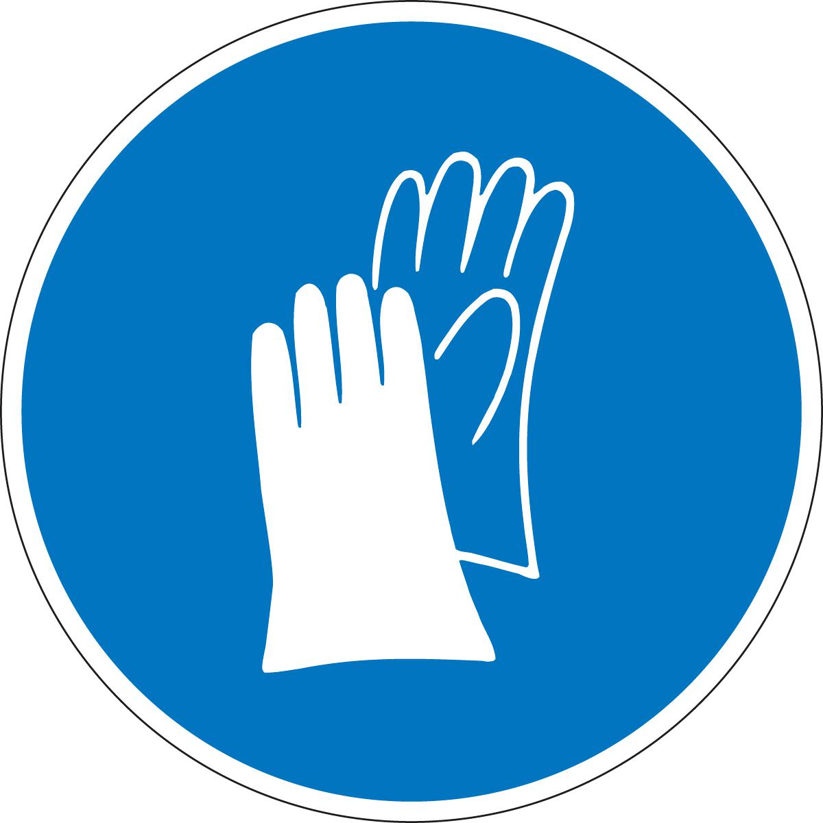 Gebodsbord handbescherming verplicht, sticker  ZOOM