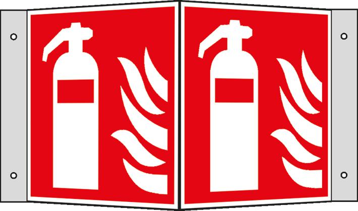 Brandbeveiligingsbord SafetyMarking® brandblusser, hoekbord, lang nalichtend  ZOOM