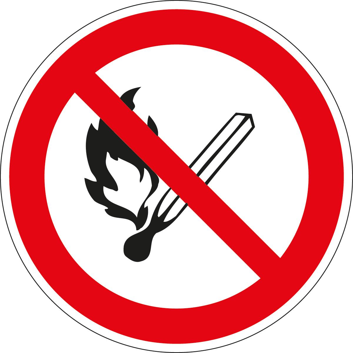Verbodsbord SafetyMarking® Geen open vuur, sticker, lang nalichtend  ZOOM