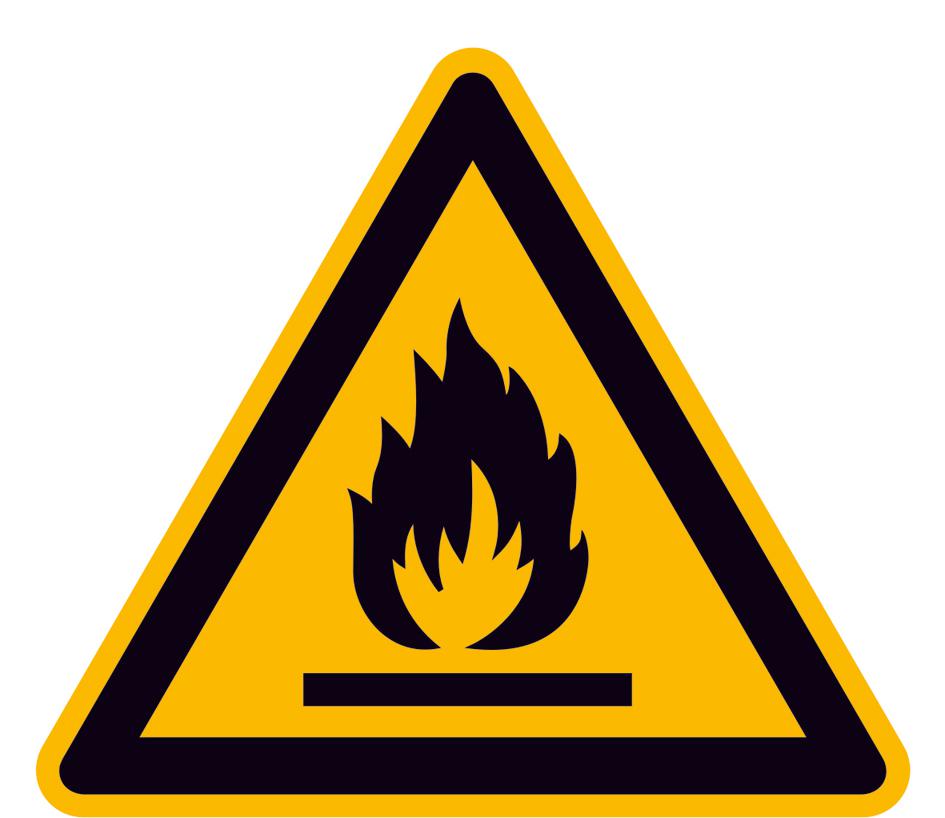 Waarschuwingsbord voor brandgevaarlijke stoffen, sticker  ZOOM