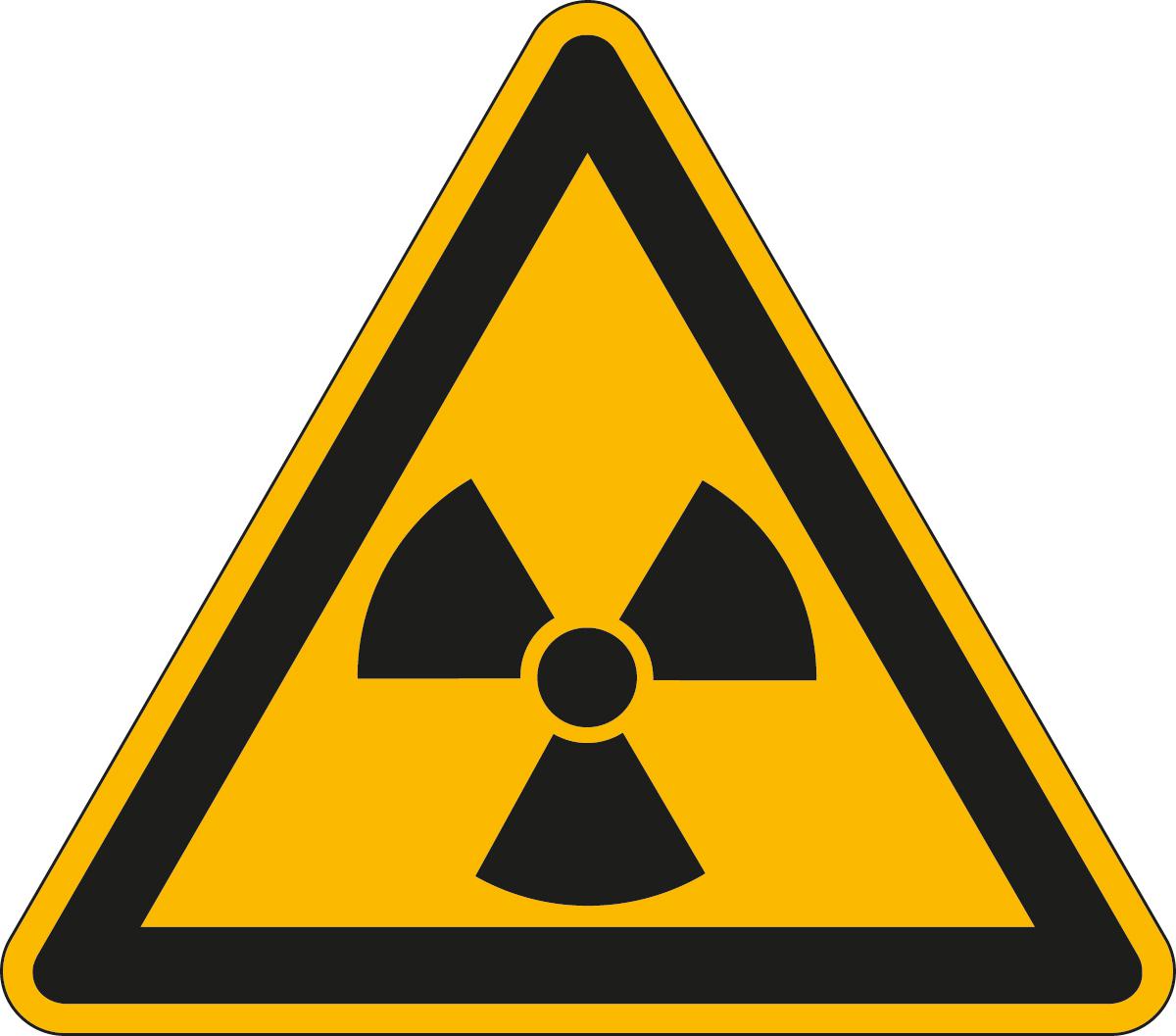 Waarschuwingsbord voor radioactieve/ioniserende stoffen, sticker  ZOOM
