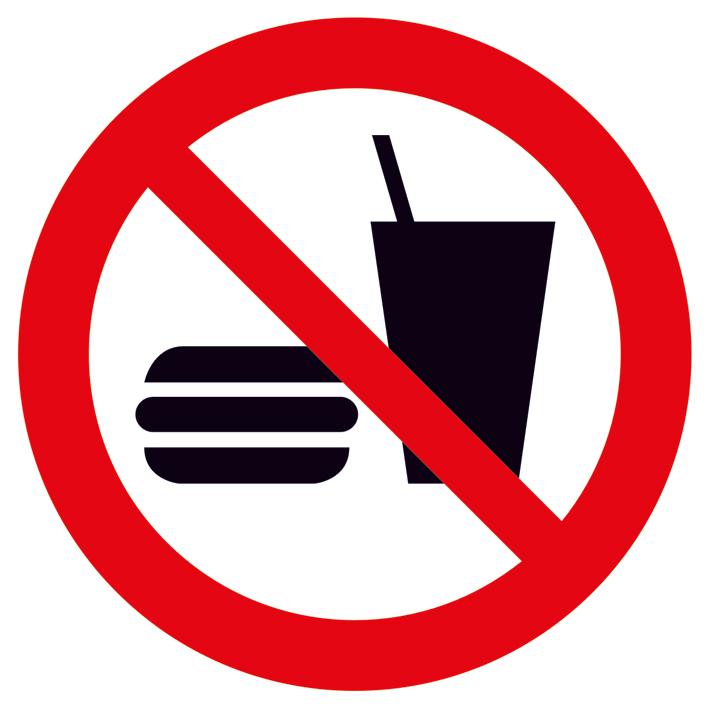 Verbodsbord Eten en drinken verboden, wandbord, standaard  ZOOM