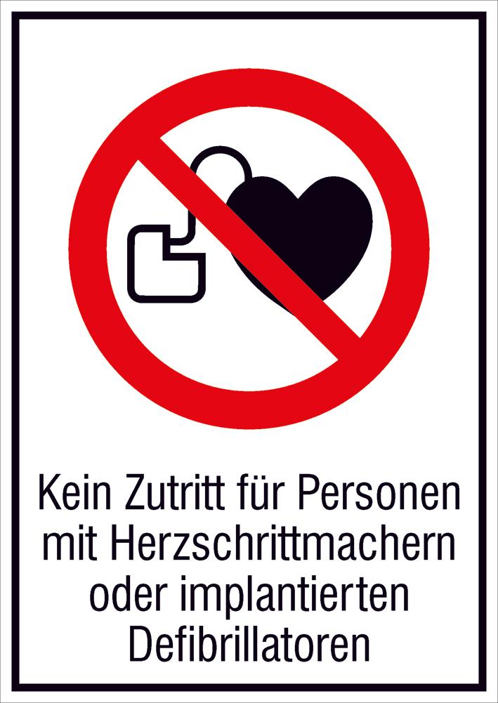 Combi-verbodsbord “Verboden voor personen met pacemaker”, wandbord, standaard  ZOOM