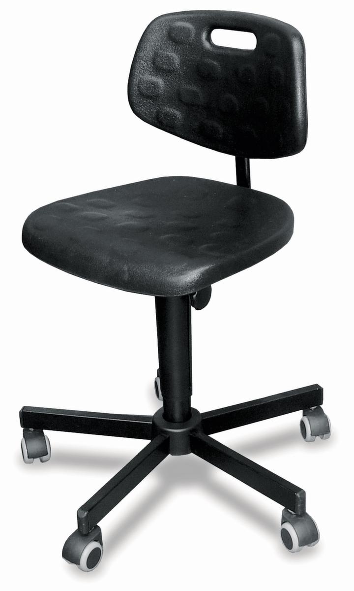 meychair Werkplaatsstoel Workster Simplex, zitting PU-schuim zwart, met rollen  ZOOM