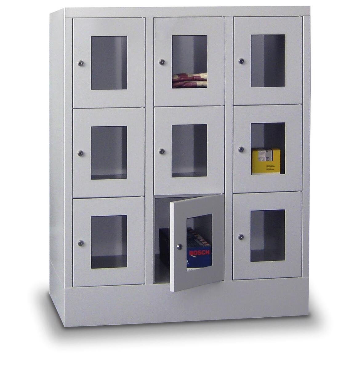 PAVOY Lockersysteem Basis lichtgrijs met vensterdeuren + maximaal 8 vakken  ZOOM