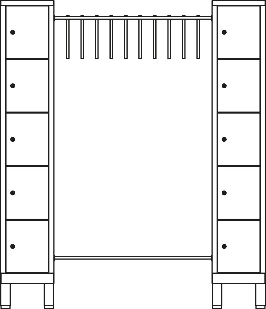 C+P Locker met kapstok Evolo met deuren met houtdecor, breedte 1600 mm  ZOOM