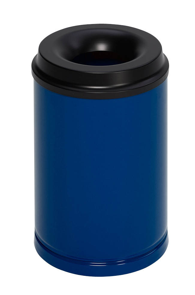VAR Prullenmand met bluskop, 15 l, RAL5010 gentiaanblauw, bovendeel zwart  ZOOM