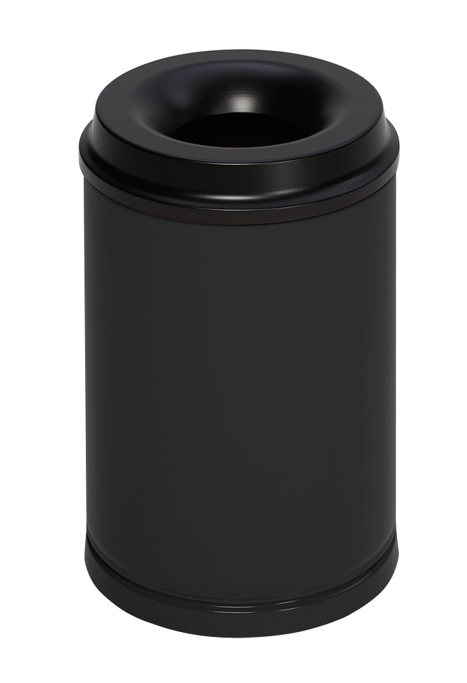 VAR Prullenmand met bluskop, 15 l, RAL9005 gitzwart, bovendeel zwart  ZOOM