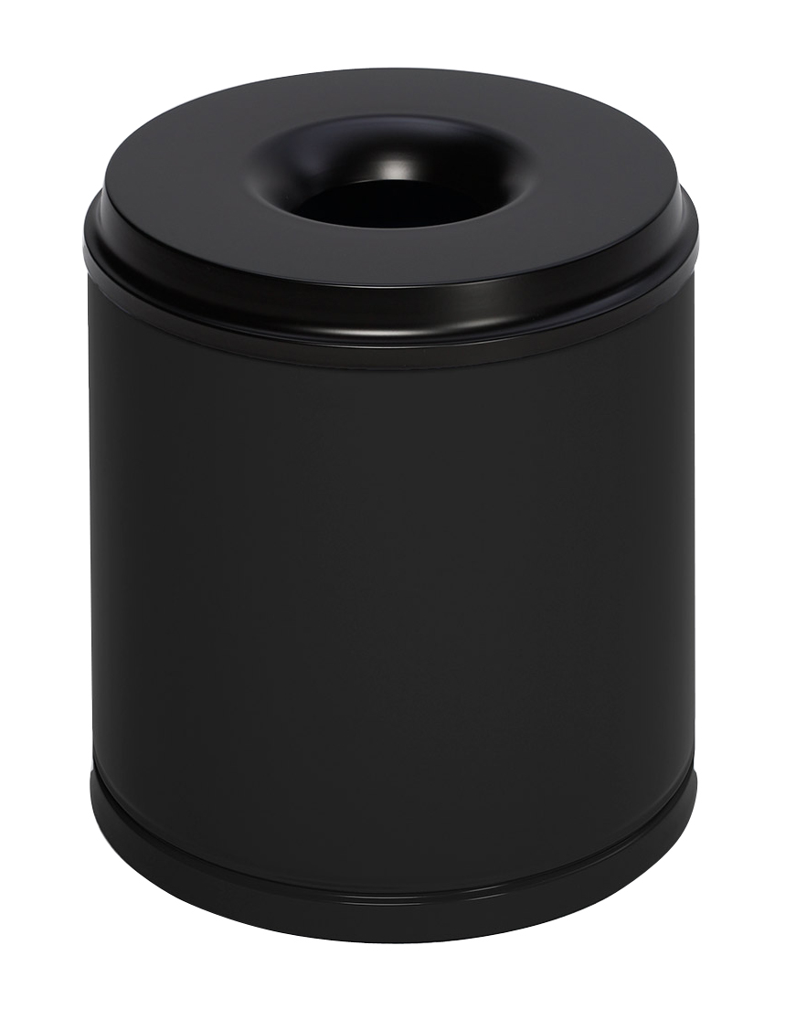 VAR Prullenmand met bluskop, 30 l, RAL9005 gitzwart, bovendeel zwart  ZOOM