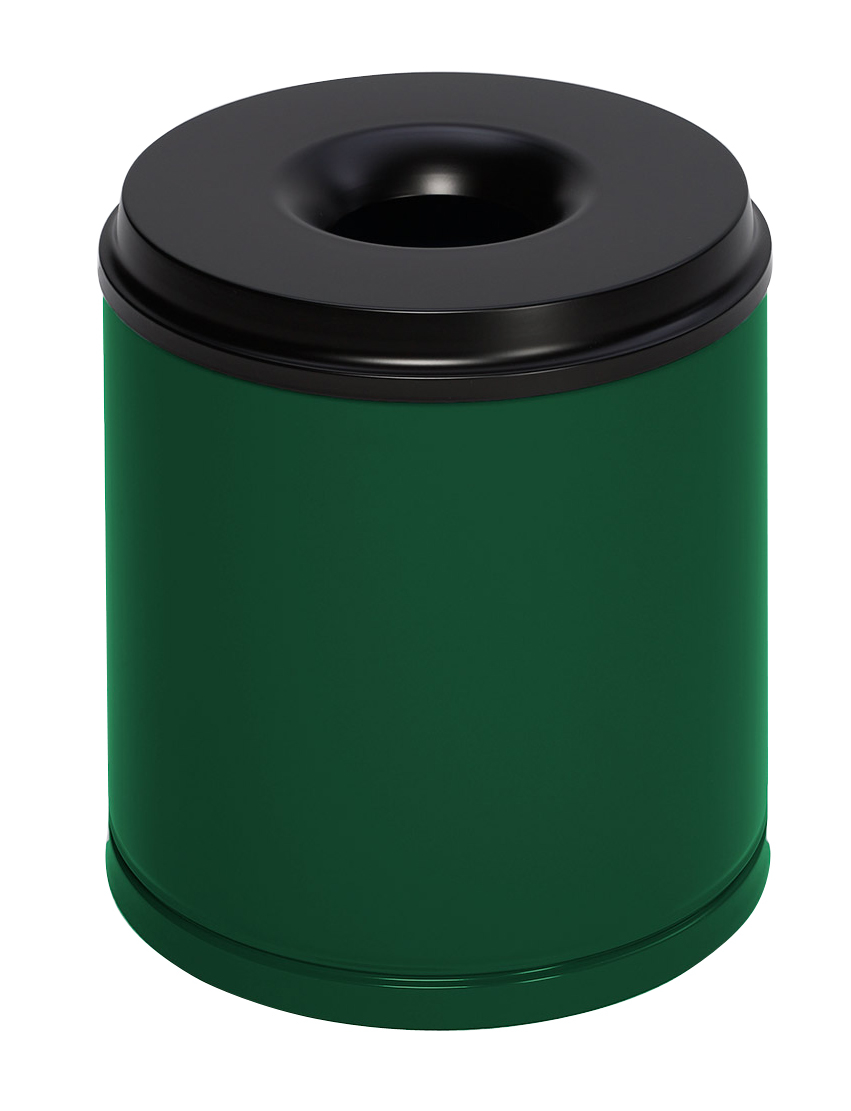 VAR Prullenmand met bluskop, 30 l, RAL6001 smaragdgroen, bovendeel zwart  ZOOM