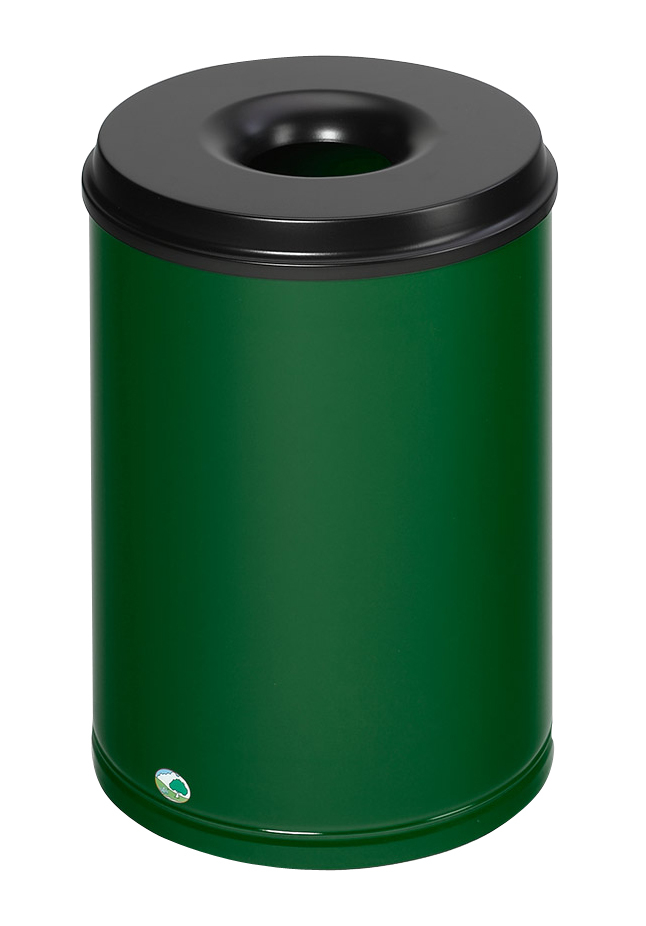 VAR Prullenmand met bluskop, 50 l, RAL6001 smaragdgroen, bovendeel zwart  ZOOM