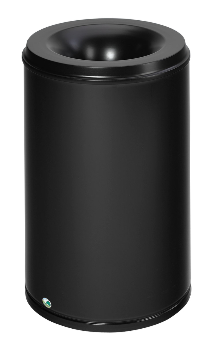 VAR Prullenmand met bluskop, 110 l, RAL9005 gitzwart, bovendeel zwart  ZOOM