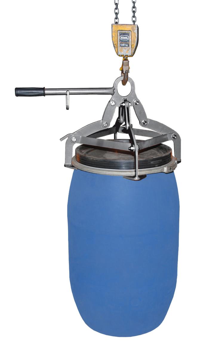 Bauer Vatengrijper voor vaten van 120/220 liter voor kunststof vaten, opname staand  ZOOM