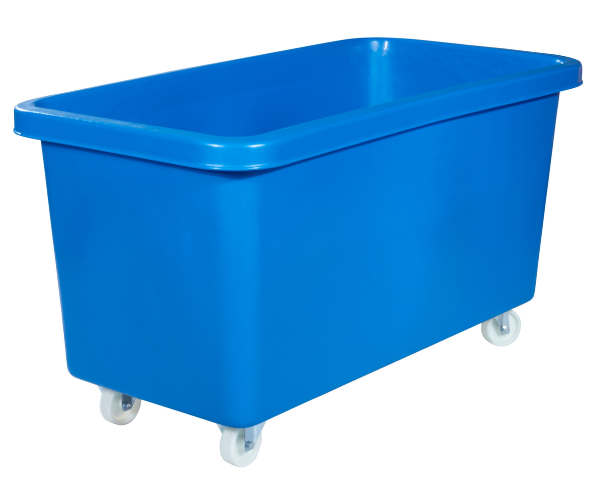 Mobiele rechthoekige container voedselveilig + versterkte basis, inhoud 450 l, blauw  ZOOM