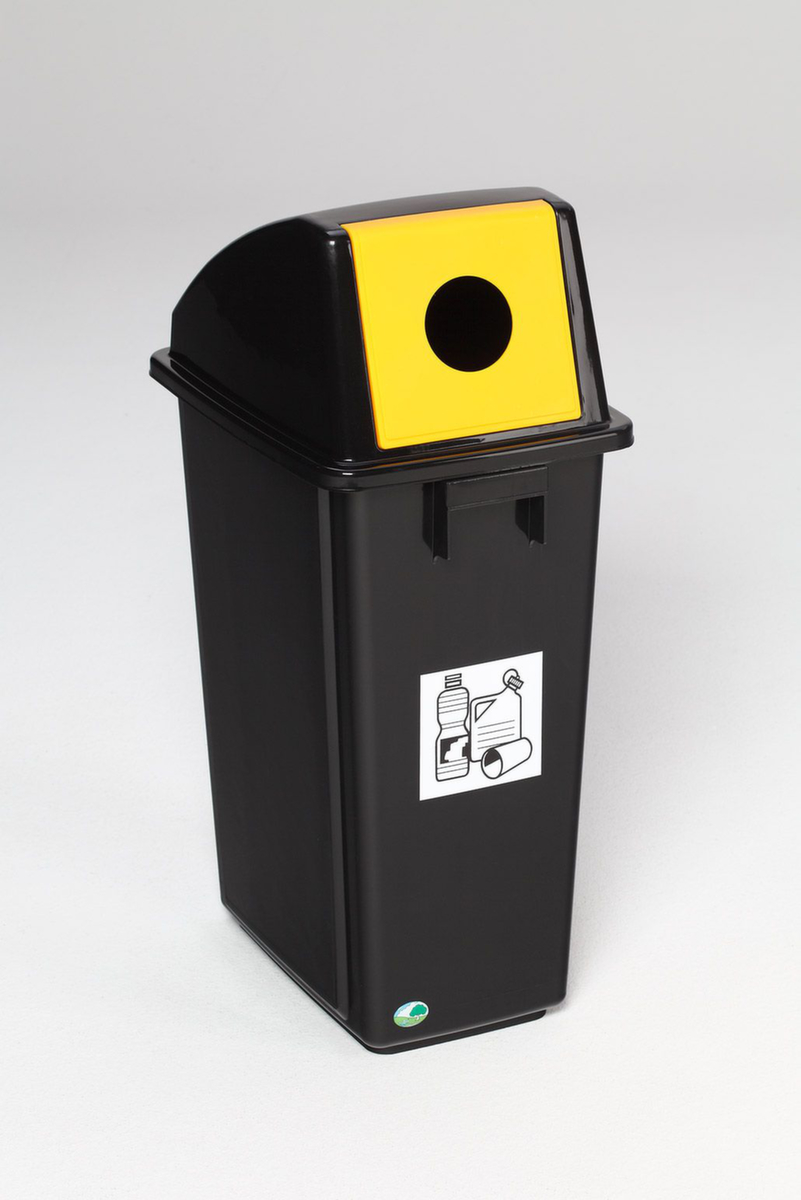 PP-afvalverzamelaar, 58 l, zwart, deksel geel  ZOOM