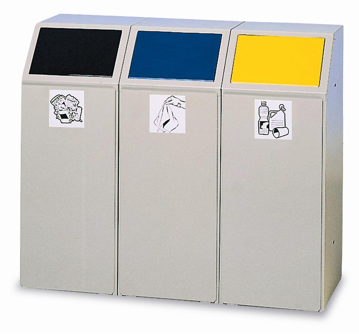 VAR Recycleerbare afvalverzamelaar met voordeur, 69 l, RAL9016 verkeerswit, deksel geel  ZOOM