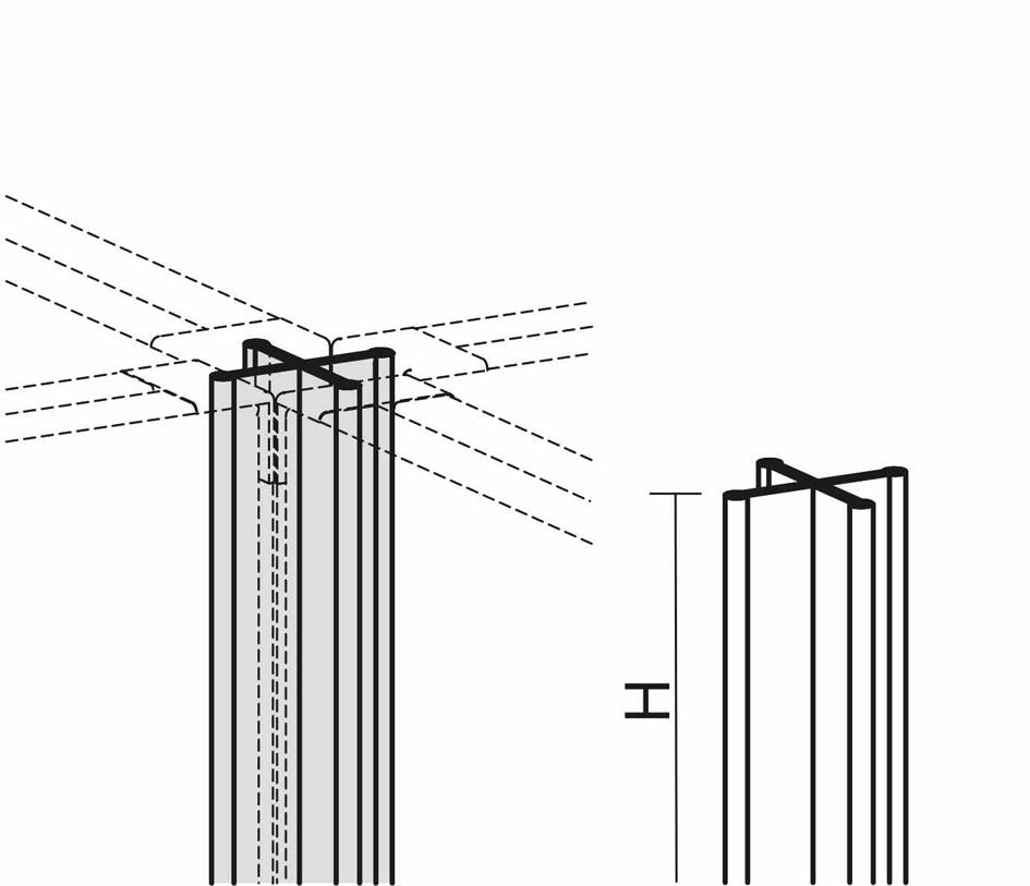 Gera hoekverbinding Pro voor scheidingswand, hoogte 600 mm  ZOOM