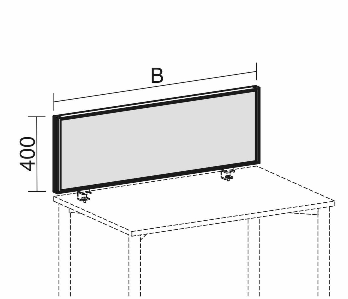 Gera Geluidabsorberende tafelscheidingswand Pro, hoogte x breedte 400 x 1600 mm, wand grijs  ZOOM