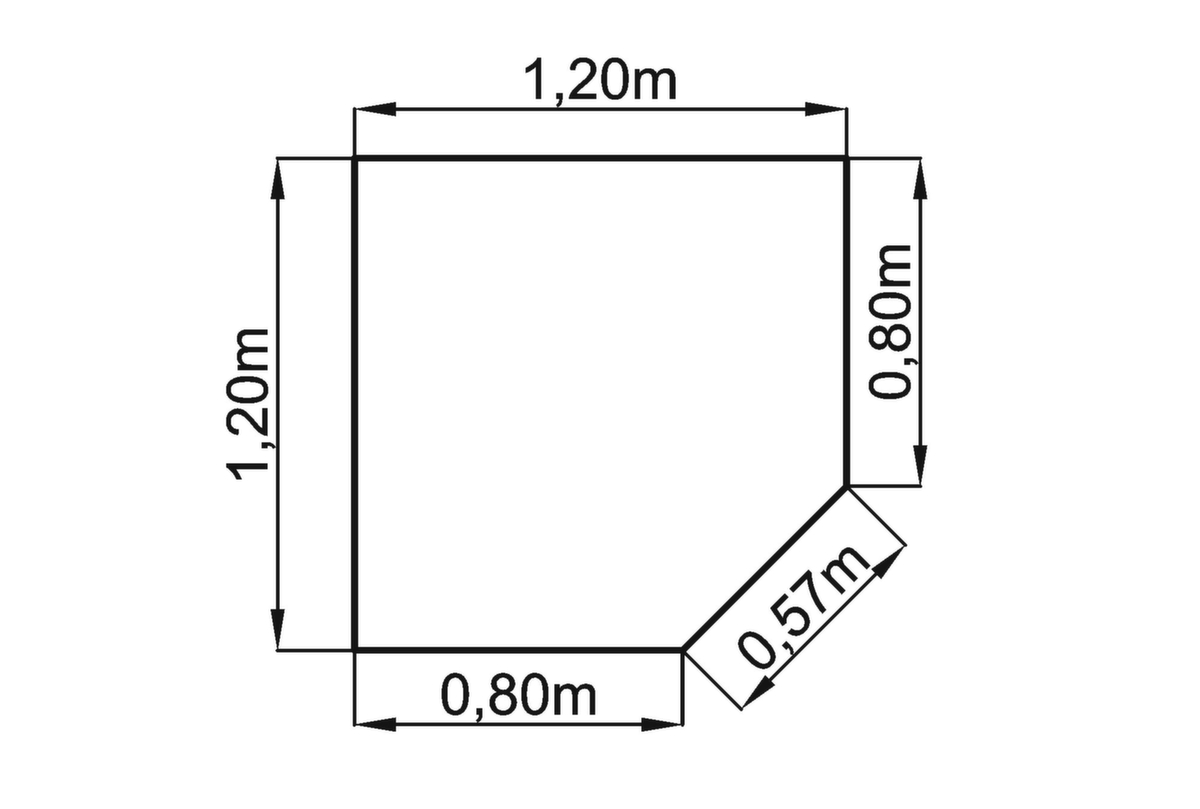 Hoekig koppelelement voor bureau, breedte x diepte 800 x 800 mm, plaat wit  ZOOM