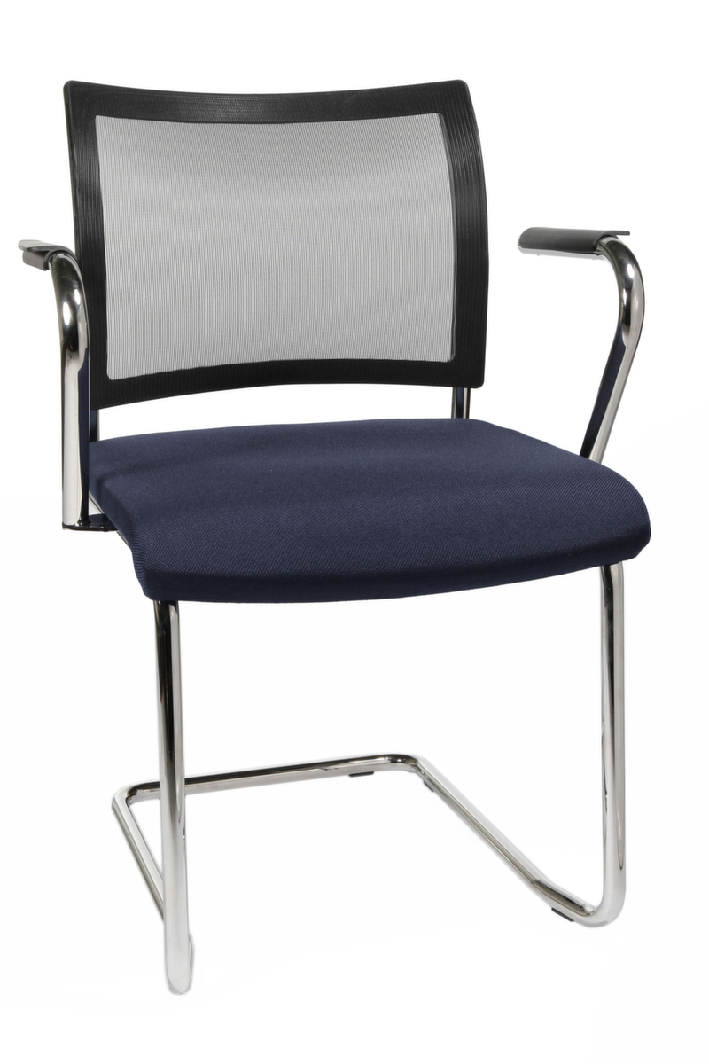 Topstar Bezoekersstoel met sledeframe Visit 20 met netrug, zitting stof (100% polypropyleen), donkerblauw  ZOOM