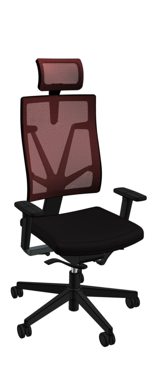 Nowy Styl Bureaustoel 4ME met hoofdsteun + automatische tegendrukinstelling, rugleuning met netbekleding, zwart  ZOOM