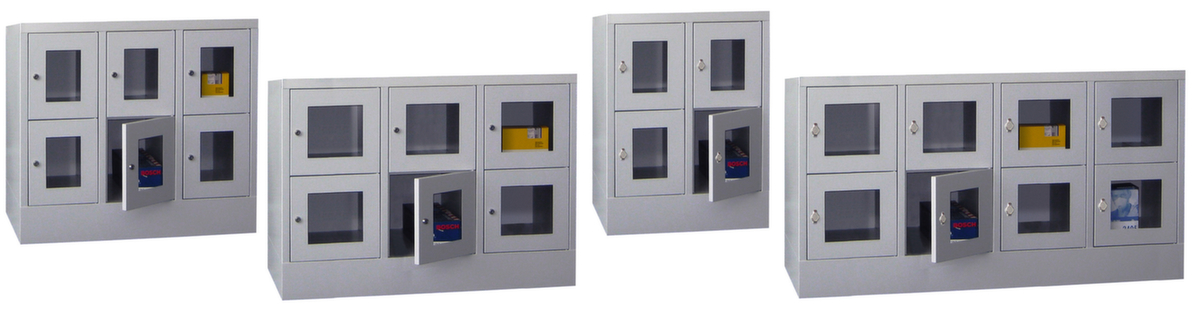 PAVOY Lockersysteem Basis lichtgrijs met vensterdeuren + maximaal 8 vakken