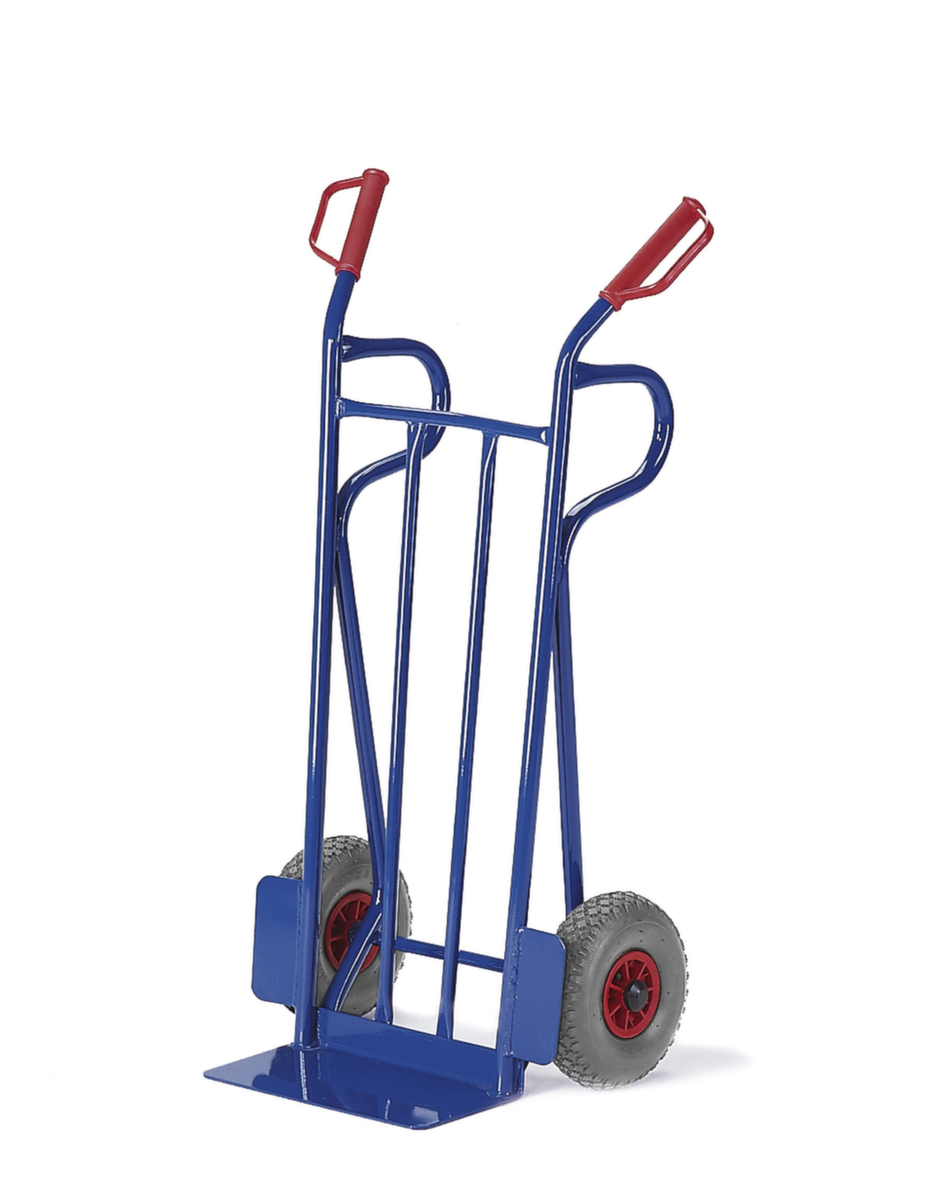 Rollcart zakkensteekwagen met steunbalken, draagvermogen 250 kg, lucht banden  ZOOM
