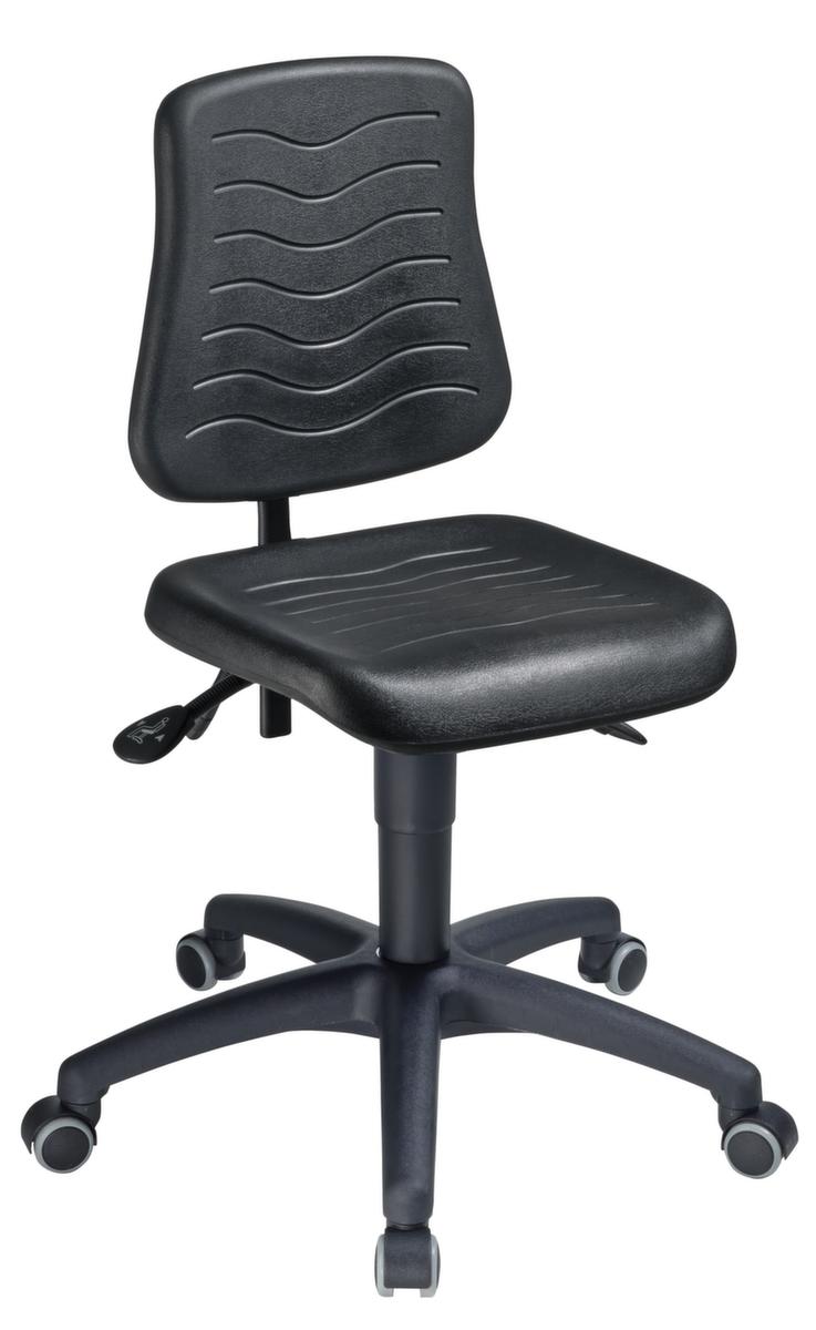 meychair Werkplaatsstoel Workster Allround met zithoekverstelling, zitting PU-schuim zwart, met rollen  ZOOM