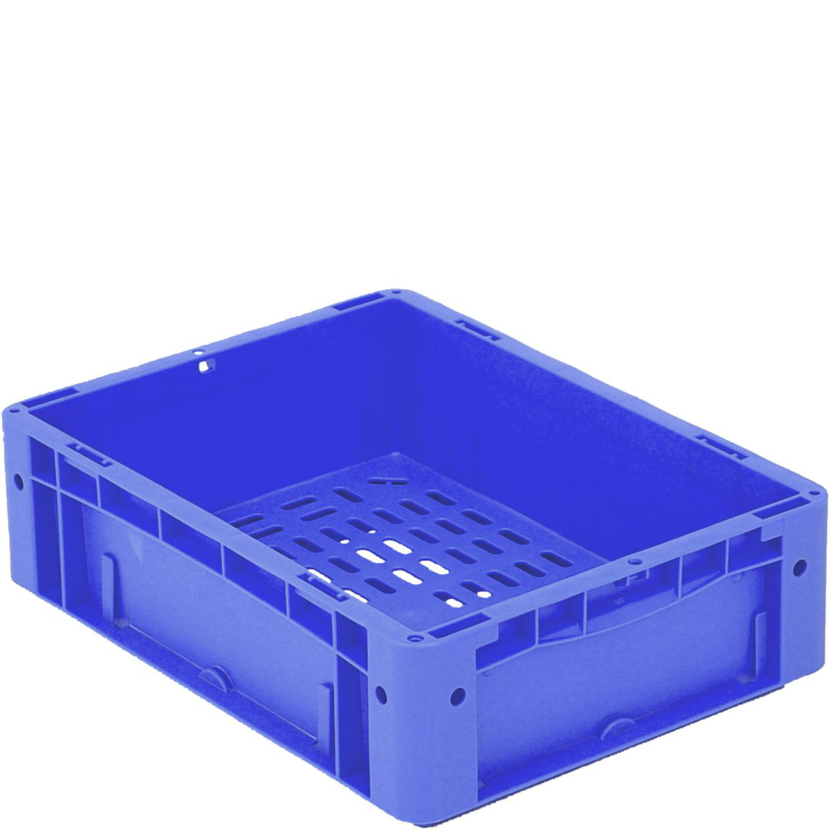 Euronorm stapelcontainers Ergonomic met geperforeerde bodem, blauw, inhoud 9,8 l  ZOOM