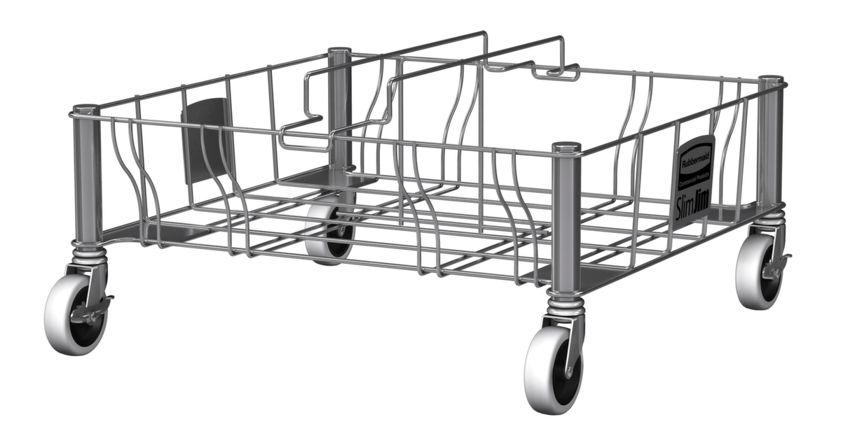 Rubbermaid trolley Slim Jim® voor 2 verzamelaars van recyclebaar materiaal, voor 60 - 87 l bak, RVS  ZOOM